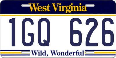 WV license plate 1GQ626