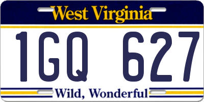 WV license plate 1GQ627
