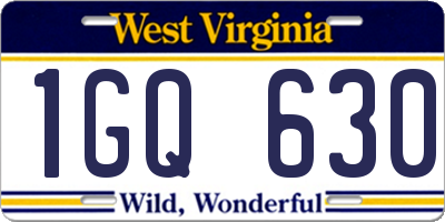 WV license plate 1GQ630