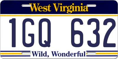 WV license plate 1GQ632