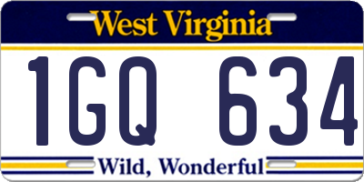 WV license plate 1GQ634
