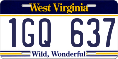 WV license plate 1GQ637