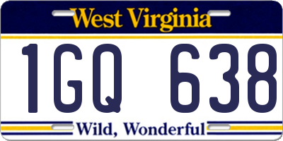 WV license plate 1GQ638