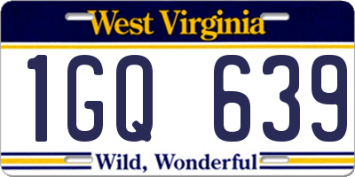 WV license plate 1GQ639