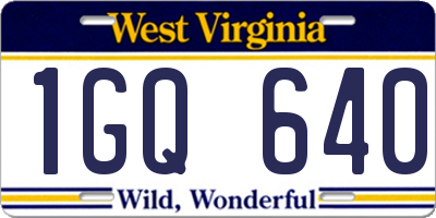 WV license plate 1GQ640