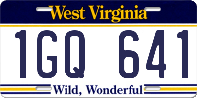 WV license plate 1GQ641