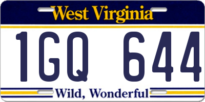WV license plate 1GQ644