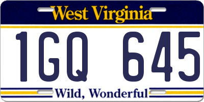 WV license plate 1GQ645