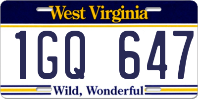 WV license plate 1GQ647