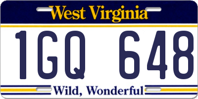 WV license plate 1GQ648