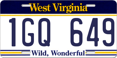 WV license plate 1GQ649