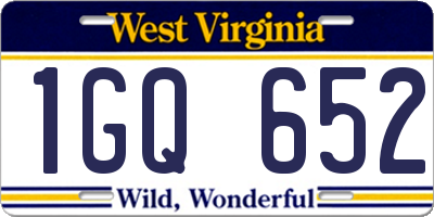 WV license plate 1GQ652