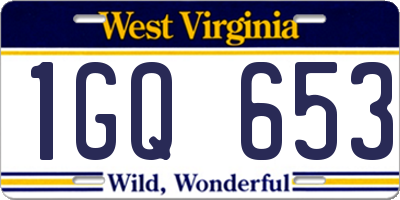 WV license plate 1GQ653