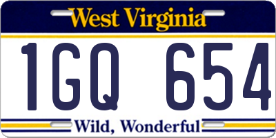 WV license plate 1GQ654