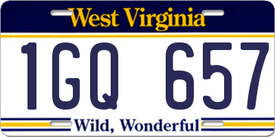 WV license plate 1GQ657