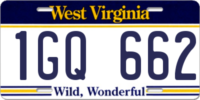WV license plate 1GQ662