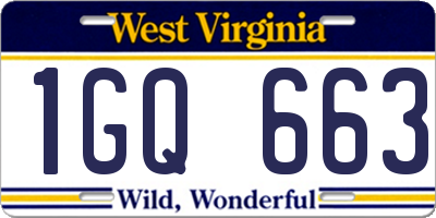 WV license plate 1GQ663