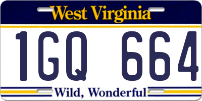 WV license plate 1GQ664