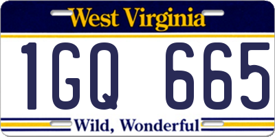 WV license plate 1GQ665