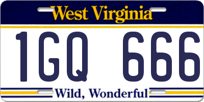 WV license plate 1GQ666