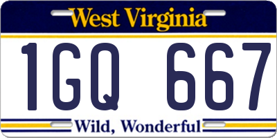WV license plate 1GQ667