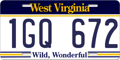 WV license plate 1GQ672