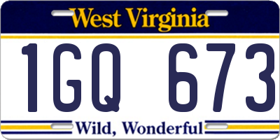 WV license plate 1GQ673