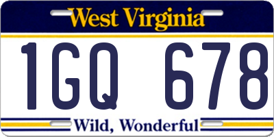 WV license plate 1GQ678