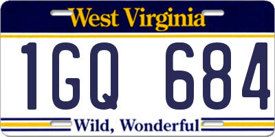 WV license plate 1GQ684