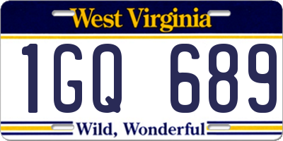 WV license plate 1GQ689