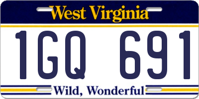 WV license plate 1GQ691