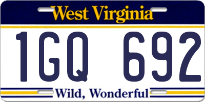 WV license plate 1GQ692