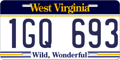 WV license plate 1GQ693