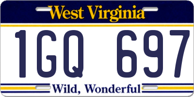 WV license plate 1GQ697
