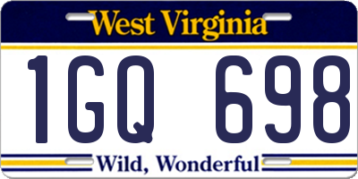 WV license plate 1GQ698