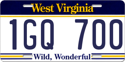 WV license plate 1GQ700