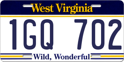 WV license plate 1GQ702