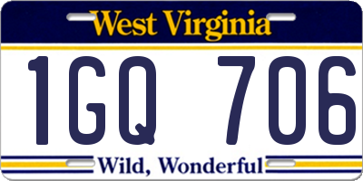 WV license plate 1GQ706
