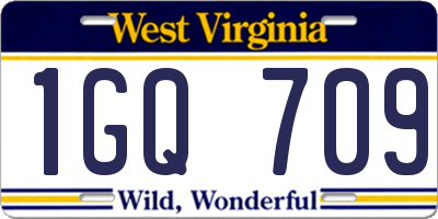 WV license plate 1GQ709