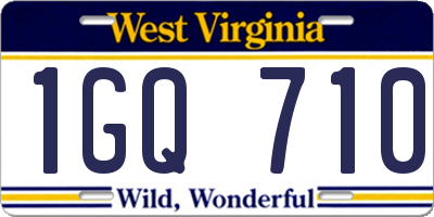 WV license plate 1GQ710