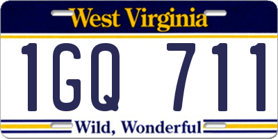 WV license plate 1GQ711