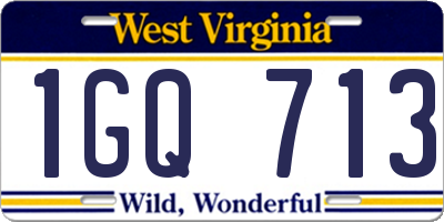 WV license plate 1GQ713