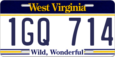WV license plate 1GQ714
