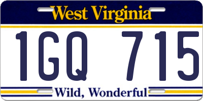 WV license plate 1GQ715