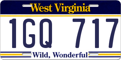 WV license plate 1GQ717