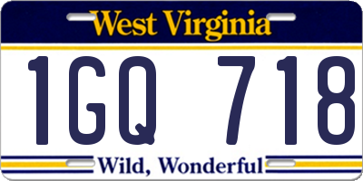 WV license plate 1GQ718