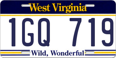 WV license plate 1GQ719