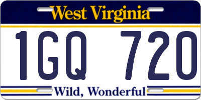 WV license plate 1GQ720