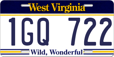 WV license plate 1GQ722
