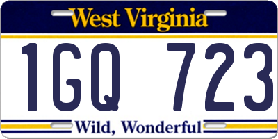 WV license plate 1GQ723